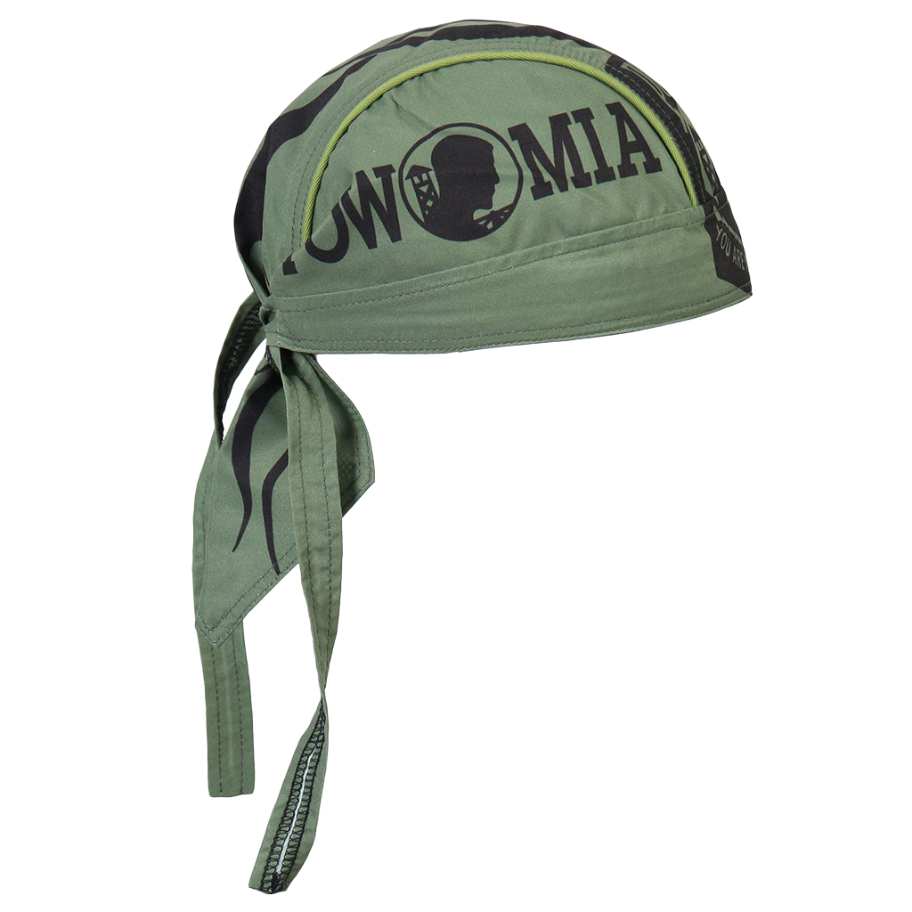 Motorcycle Headwrap With POW MIA Design Side View