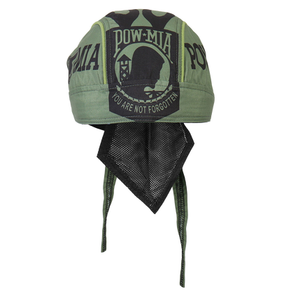 Motorcycle Headwrap With POW MIA Design Front View