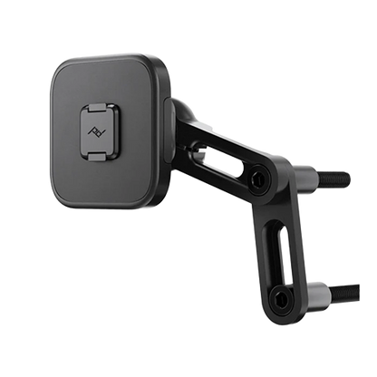 A low profile motorcycle phone mount attached to a brake or clutch perch for secure phone positioning