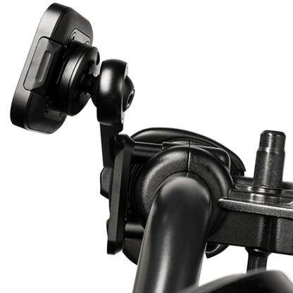 A sleek low profile phone mount for motorcycles providing secure and visible phone placement