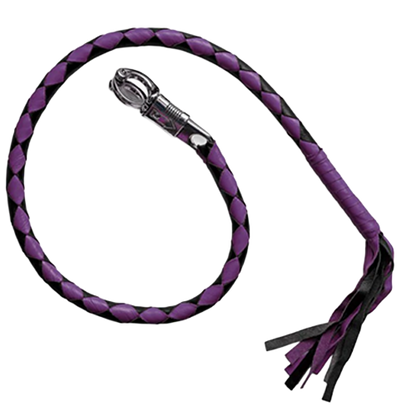 Purple & Black Leather Get Back Whip – Hand-Braided Design