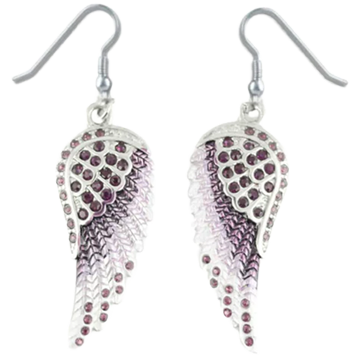 Women’s Purple Wing Earrings Stainless Steel Biker Jewelry
