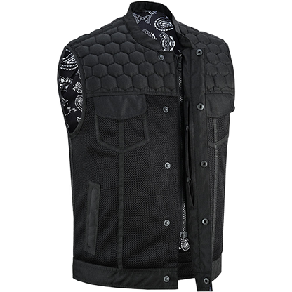Men’s Mesh Riding Vest With YKK Zipper And Snap Placket