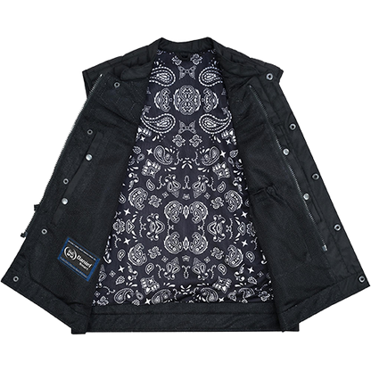 Hot Weather Motorcycle Vest With Black Paisley Lining