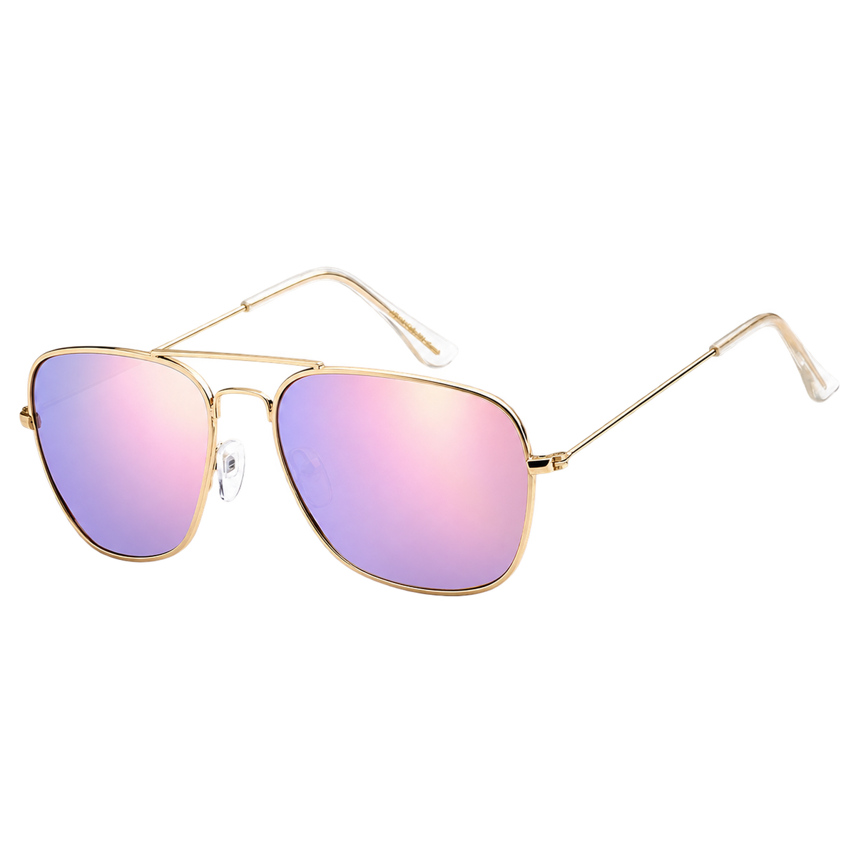 Rebel Bloom pink-mirrored polarized aviator sunglasses with a gold-tone metal frame