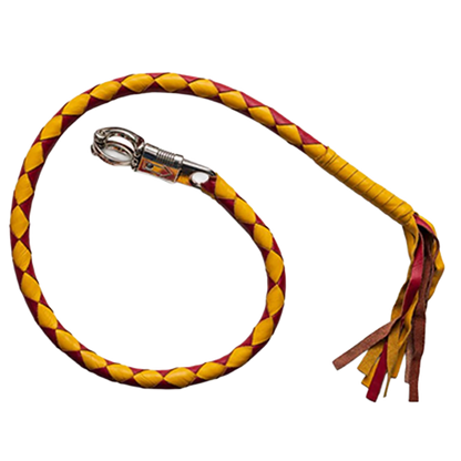 Red & Gold Leather Get Back Whip – Hand-Braided Genuine Leather