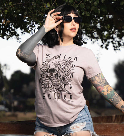 Repeater Ashes Of Roses T Shirt With Skull And Floral Design