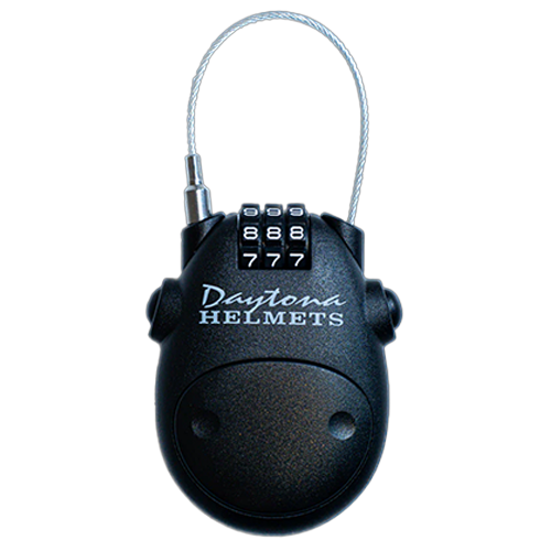 Black combination lock with 'Daytona Helmets' branding