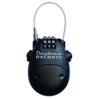 Black combination lock with 'Daytona Helmets' branding