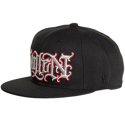 Rocka Snapback Hat With Silver And Red Embroidery