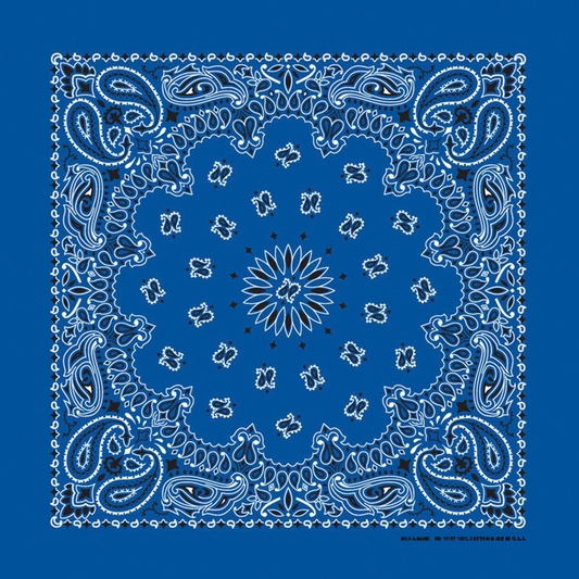 Royal Blue Paisley Bandana 22x22 Inches