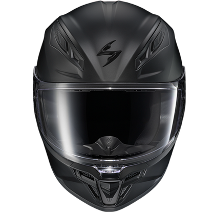 Black matte full face motorcycle helmet with Everclear no-fog shield