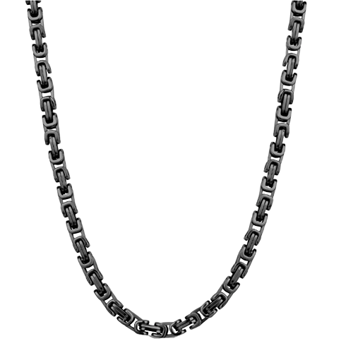 7mm Gunmetal Stainless Steel Byzantine Chain Necklace