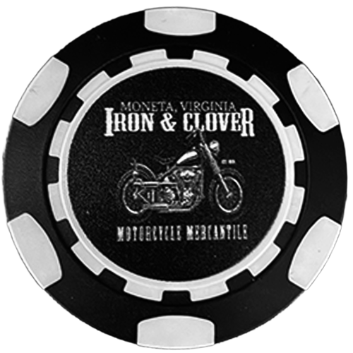 Iron & Clover Motorcycle Mercantile Ceramic Clay Poker Chip ♠️🖤