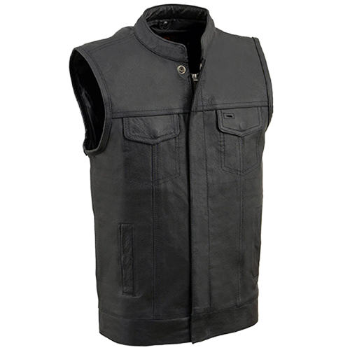 Kid’s Open Neck Club Style Leather Vest – Black 🖤🔥