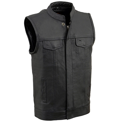 Kid’s Open Neck Club Style Leather Vest – Black 🖤🔥