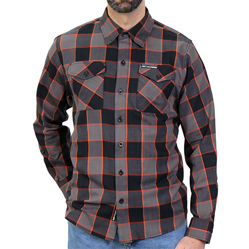 Men’s Black, Gray & Orange Flannel Long Sleeve Shirt 🖤🟧