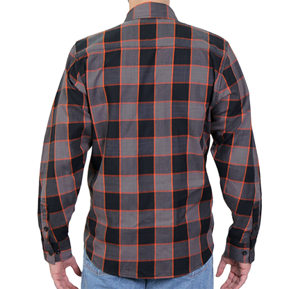 Men’s Black, Gray & Orange Flannel Long Sleeve Shirt 🖤🟧
