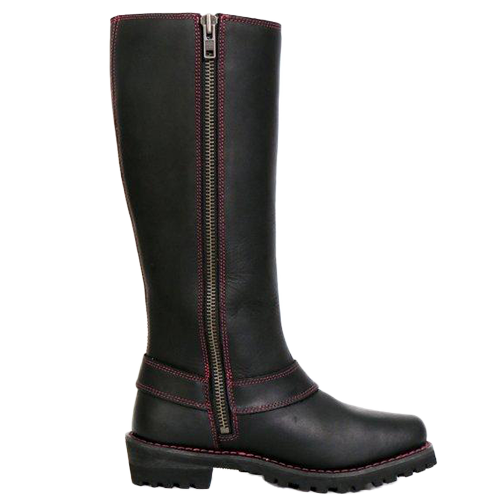 14-Inch Knee-High Harness Boot with Pink Accents