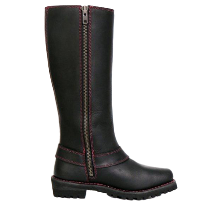 14-Inch Knee-High Harness Boot with Pink Accents