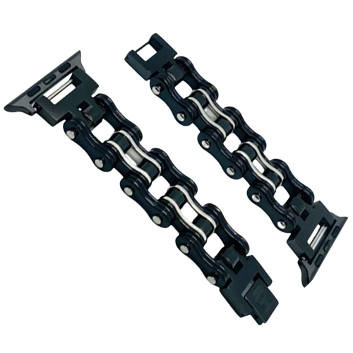 Men's Motorcycle Chain Apple Watch Band in Black Tone 🏍️⚙️