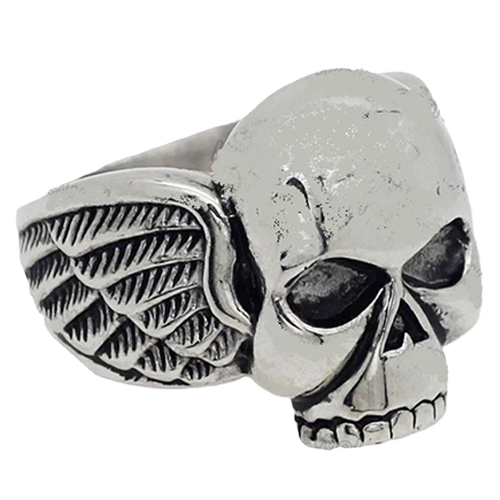 Men's Winged Skull Biker Ring 💀🪽