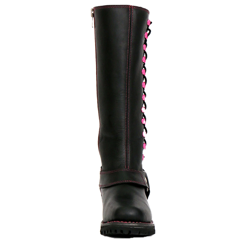 14-Inch Knee-High Harness Boot with Pink Accents