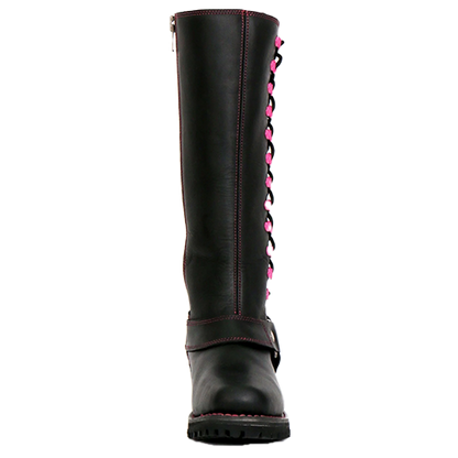 14-Inch Knee-High Harness Boot with Pink Accents