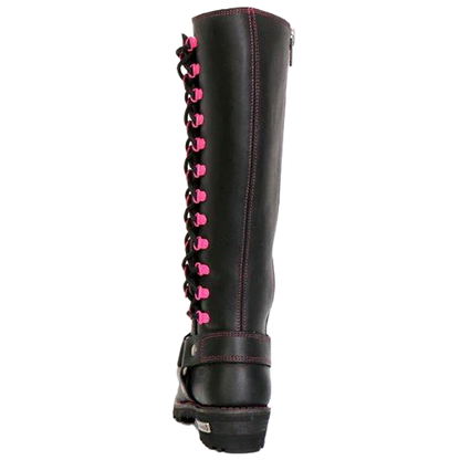 14-Inch Knee-High Harness Boot with Pink Accents