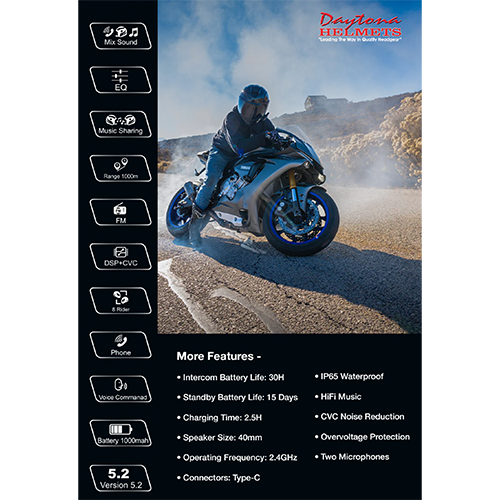 Daytona Helmets Universal 8 Rider Intercom Bluetooth System