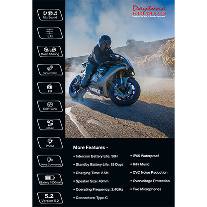 Daytona Helmets Universal 8 Rider Intercom Bluetooth System