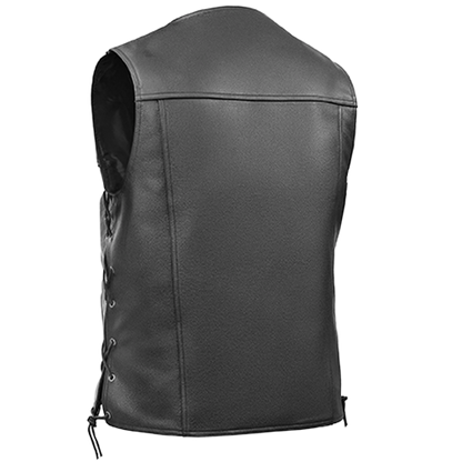 Black Leather Vest with Side Laces & CC Pockets 🦾