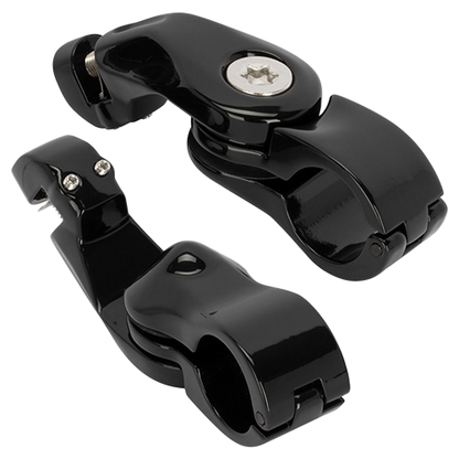 Adjustable 2.5 Inch Angled Black Motorcycle Foot Peg Mounts