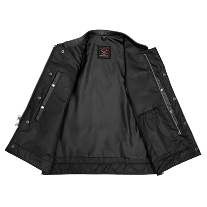 Daniel Smart Sideon motorcycle vest with concealed carry pockets, reinforced shoulders, and premium leather construction.