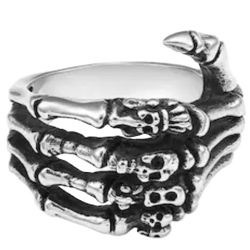 Heavy Stainless Steel Skeleton Ring – Skeleton Hand Design