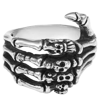 Heavy Stainless Steel Skeleton Ring – Skeleton Hand Design