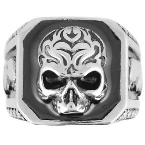 Skull & Eagle Ring – Stainless Steel Square Top Design