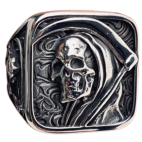 Stainless Steel Skull And Sickle Biker Ring