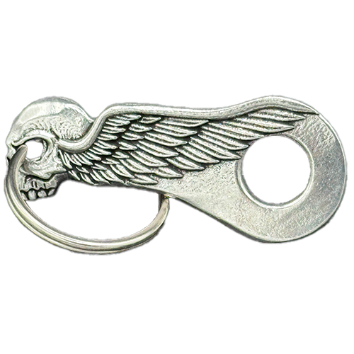 Skull Wing Bell Hanger In Pewter With Winged Skull Design