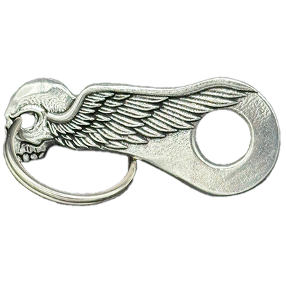 Skull Wing Bell Hanger In Pewter With Winged Skull Design