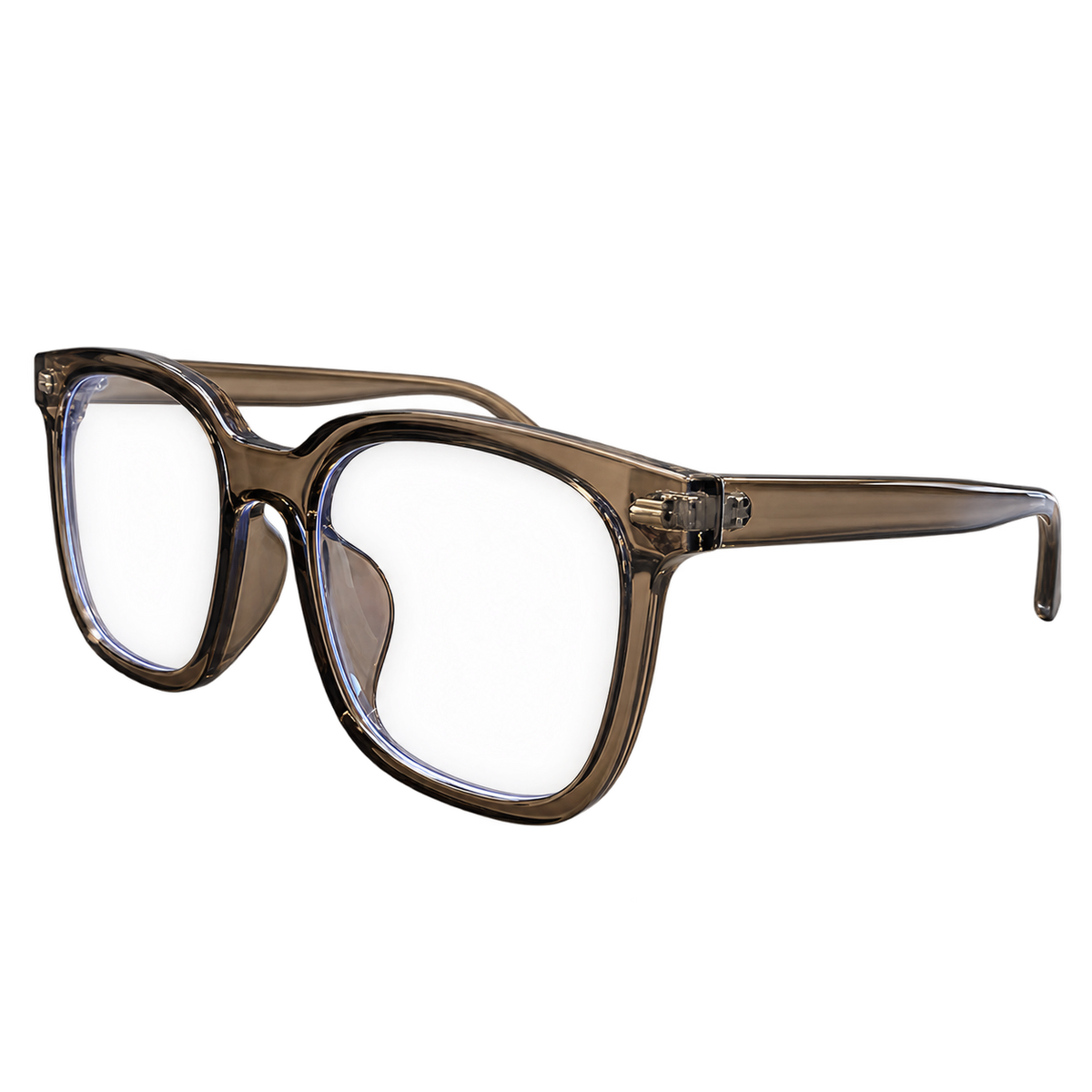 Smokestack translucent smoke clear lens glasses shown from an angled side view
