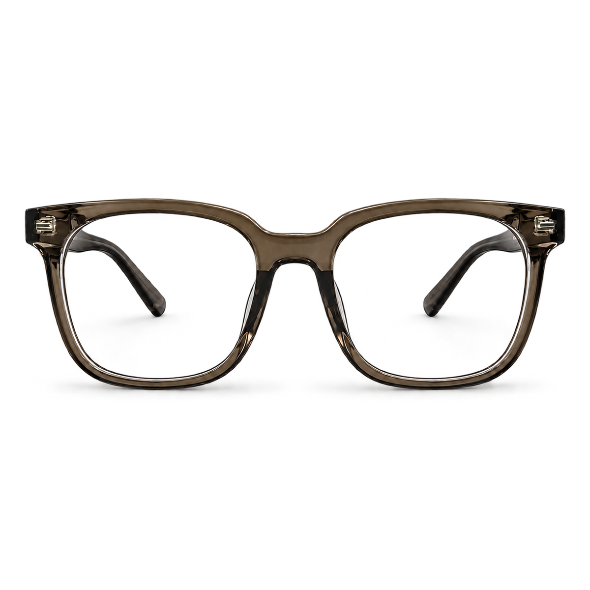 Smokestack translucent smoke square-frame glasses with clear lenses shown from the front