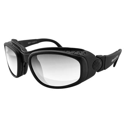 Black safety glasses with clear lenses