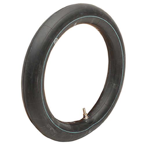 Standard 16-inch motorcycle inner tube with a TR-4 center metal valve.