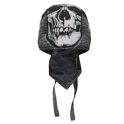 Motorcycle Headwrap With Skull And Hat Design Front View