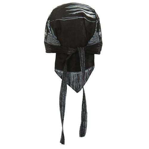 Motorcycle Headwrap With Skull And Hat Design Back View