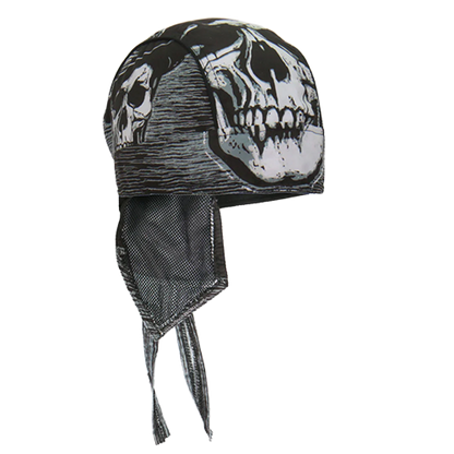 Motorcycle Headwrap With Skull And Hat Design Side View