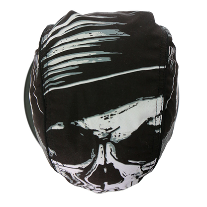 Motorcycle Headwrap With Skull And Hat Design Top View