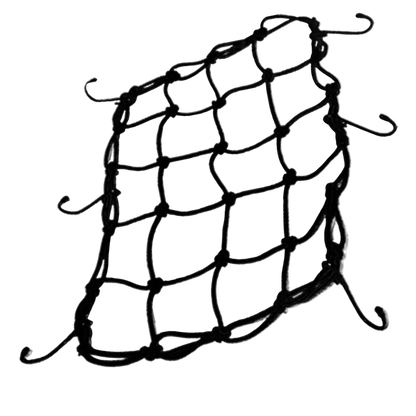Black cargo net with hooks.