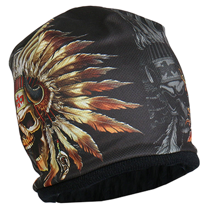 Indian Skull Biker Beanie Burned-In Design